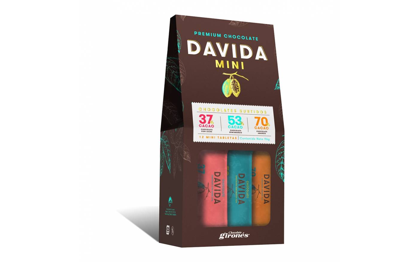 Mini Barras Surtidas 37%, 53% y 70% Cacao DAVIDA