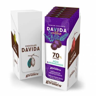 Display Barra Açai y Arándanos 70% cacao DAVIDA