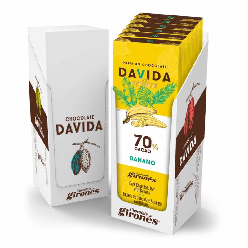 Display x 6 Barras Banano 70% cacao DAVIDA