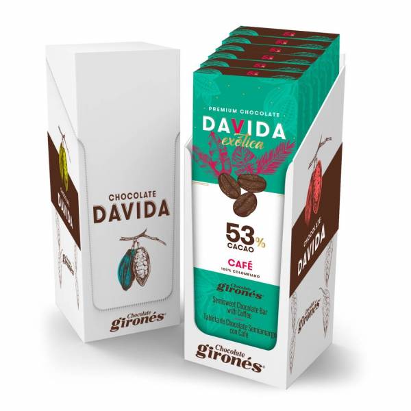 Display x 6 Barras Café 53% cacao DAVIDA