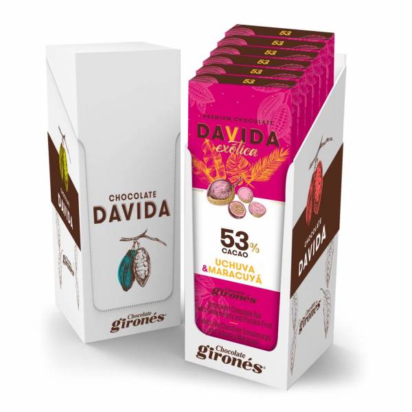 Display x 6 Barras Maracuyá y Uchuva 53% cacao DAVIDA