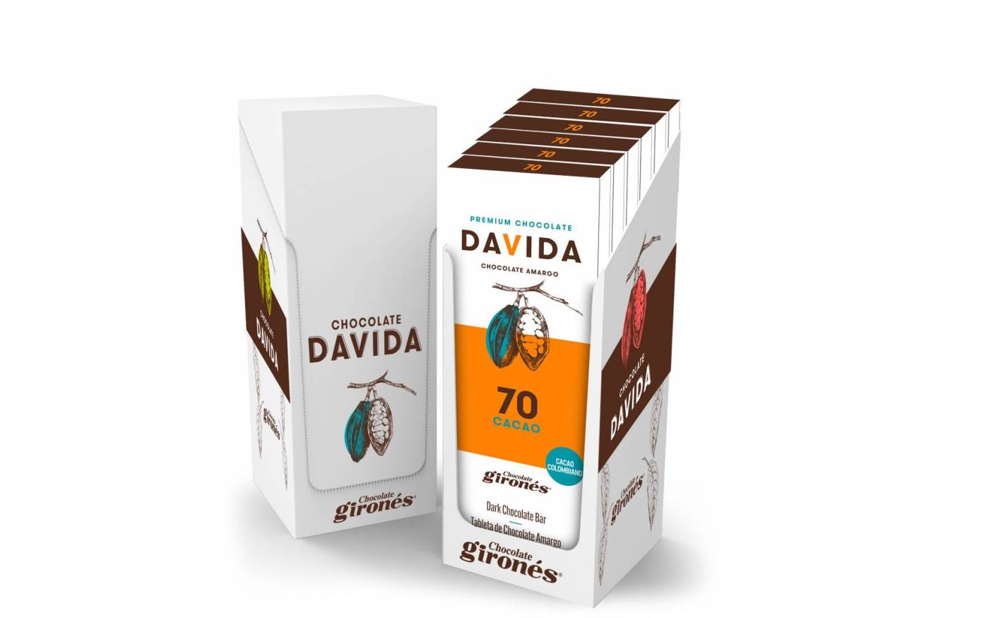 Display x 6 Barras 70% cacao DAVIDA