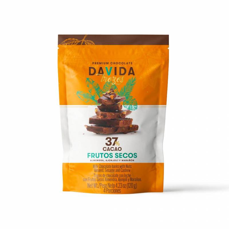 Trozos Frutos secos 37% cacao DAVIDA