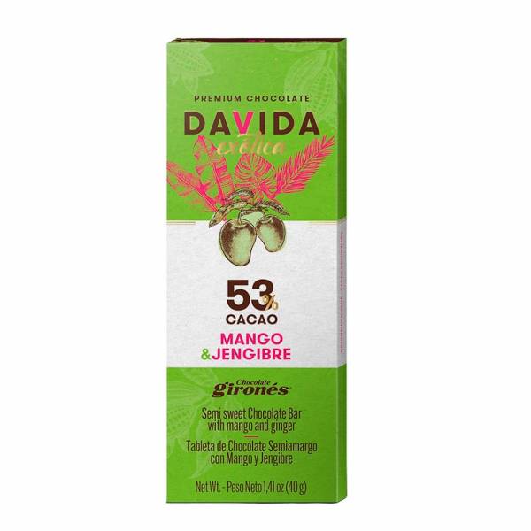 Barra Mango y Jengibre 53% cacao DAVIDA
